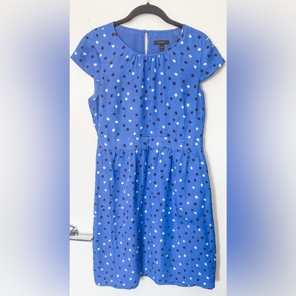 J. Crew Dresses & Skirts - J. Crew 100% Silk Blue Above-the-knee Dress with Abstract Dot Polka Dot pattern